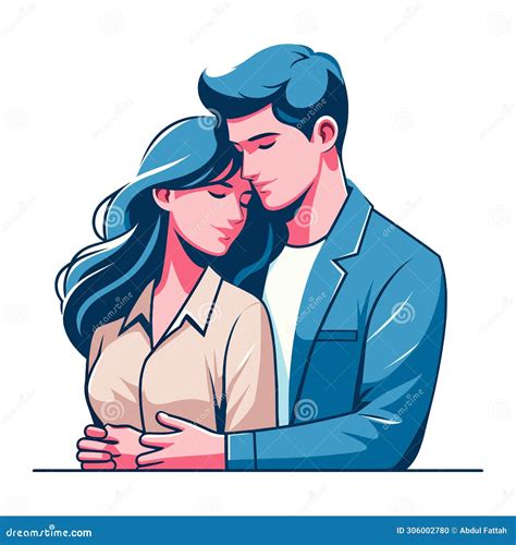 Romantic Couple Lovers Vector Illustration Happy Young Male Female Couple Together Wife And