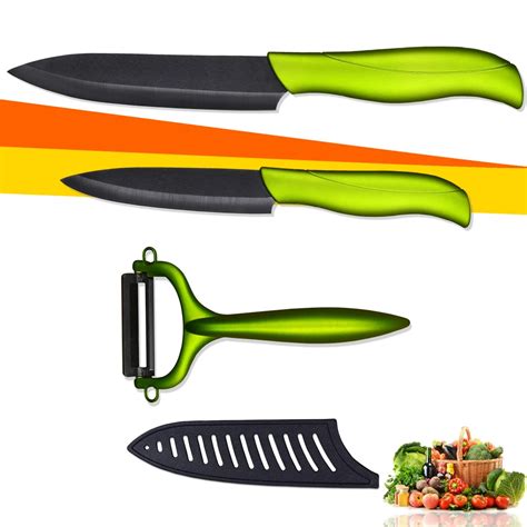 XYJ Brand Kitchen Knives Sets Green Peeler 4 Inch Utility 5 Inch