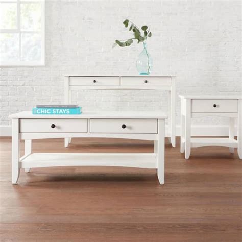 StyleWell Cedar Springs Rectangular White Wood 2 Drawer Console Table