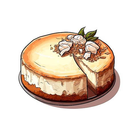 Premium Vector Coconut Cream Cheesecake Cartoon Vector Illustration