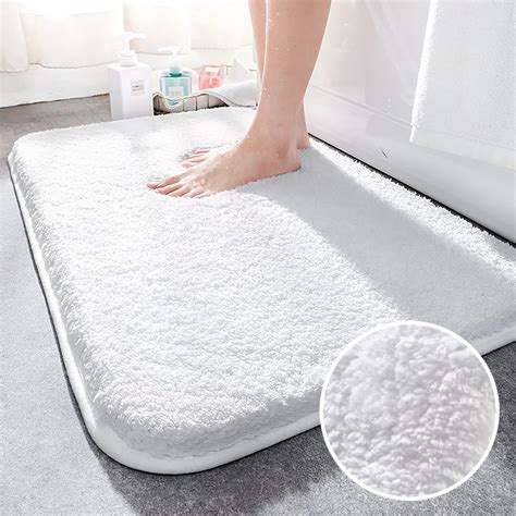 White Bathroom Rug Mat Extra Soft And Absorbent Microfiber Bath Rugs