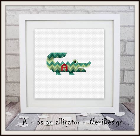 A As An Alligator Cross Stitch Pattern Child Room Etsy