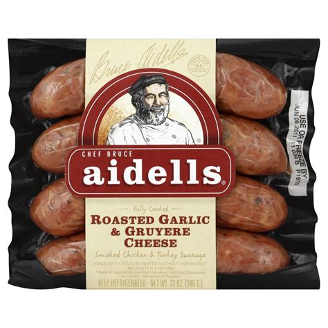 Aidells Chicken Sausage Smoked Roasted Garlic Gruyere Cheese A