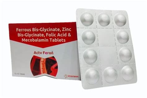 Ferrous Bisglycinate 60mg Methycobalamin 500mcg Folic Acid Zinc