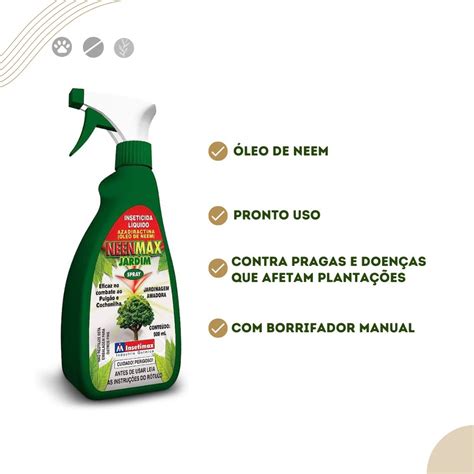 Neenmax Jardim 500mL Inseticida Pulgão Cochonilha Lagarta Sens