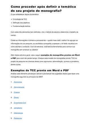 Monografia Pronta Exemplos E Modelos No Word E Pdf Pdf