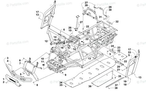 Arctic Cat Side By Side 2013 OEM Parts Diagram For Frame And Related