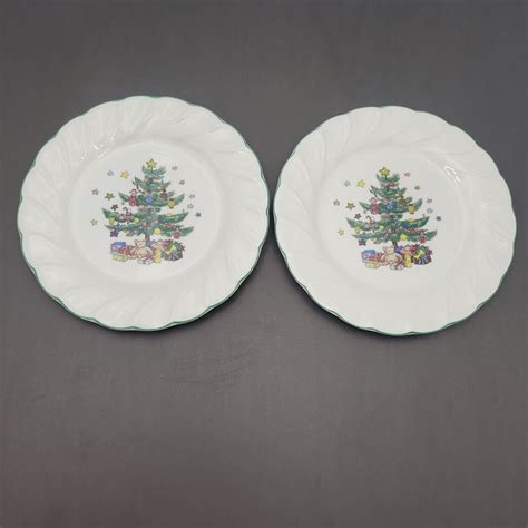 Nikko Happy Holidays Christmas Tree Salad Dessert Plate 7.75 Set of 2 ...