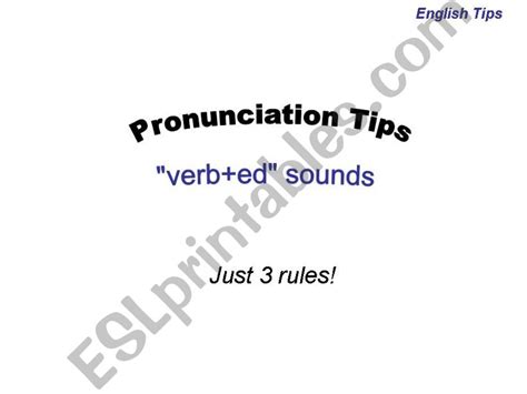 Esl English Powerpoints Pronunciation Tips For Verb Ed