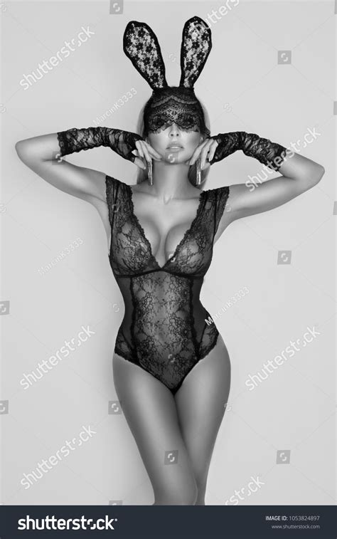 Sexy Blonde Girl Lace Bunny Ears Stock Photo 1053824897 Shutterstock