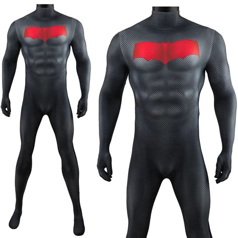 Red Hood Robin Costume Cosplay Superhero Jason Todd Zentai Bodysuit S ...