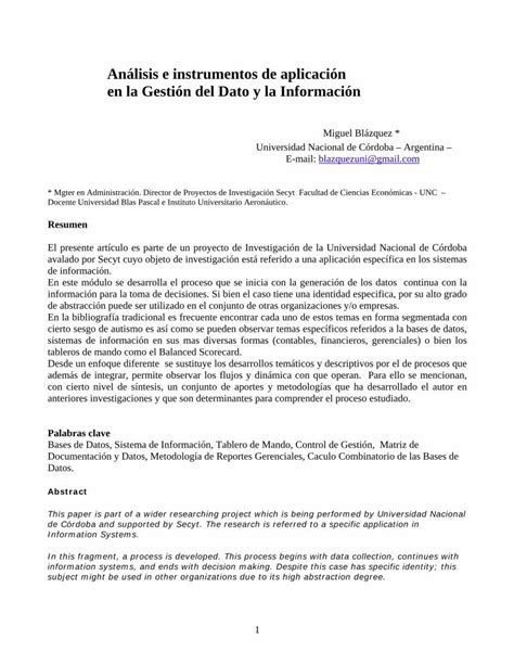 PDF Análisis e instrumentos de aplicación en la Gestión del dato