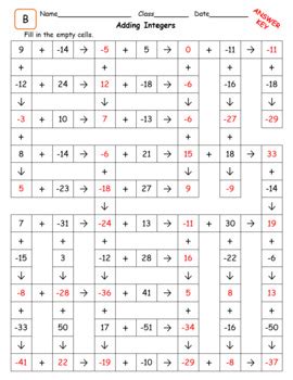 Adding Integers Crosswords Puzzle By Math Is Easy Tpt