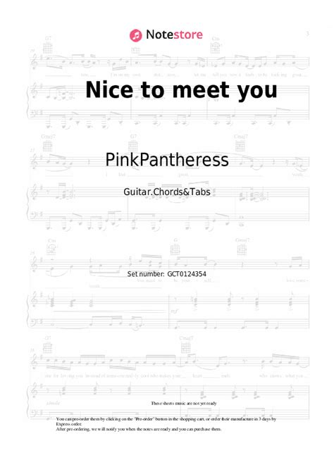 Pinkpantheress Nice To Meet You Guitar Chords And Tabs In Note Store