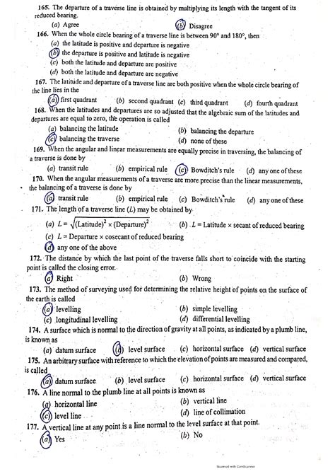 Solution 128 Surveying Multiple Choice Questions With Answers Of Civil