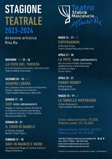 Stagione Teatrale 2022 Teatro Stabile Mascalucia