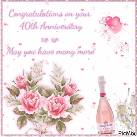 An Anniversary Card With Pink Roses And Champagne