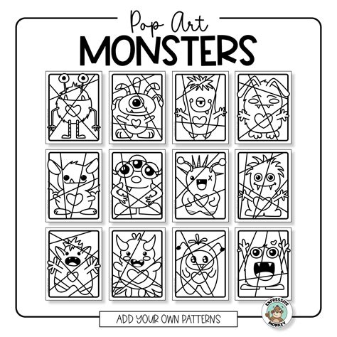 Pop Art Monster Coloring Pages - Expressive Monkey