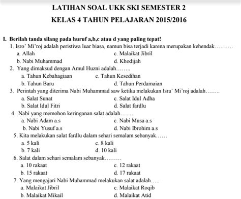 Soal Ukk Kls 4 Semester 2 K13 Soal Uas Kelas 4 Sd Mi Tema 9 Semester