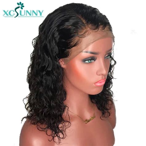 Buy Xcsunny Lace Front Human Hair Short Curly Wig Bob