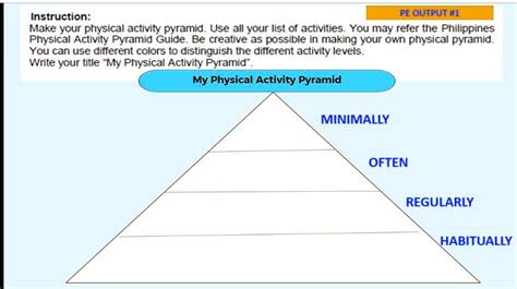 SOLVED: Please help me, please. Instruction: PE OUTPUT #1: Make your physical activity pyramid ...