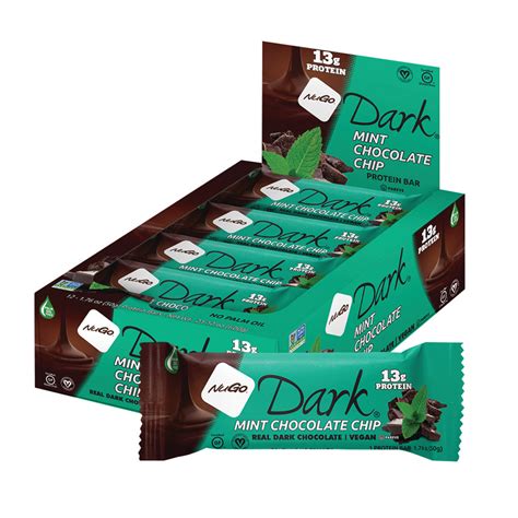 Nugo Dark Chocolate Mint Chocolate Chip Protein Bar 1 76 Oz Nassau Candy