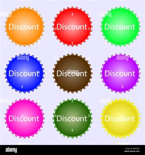 Discount Sign Icon Sale Symbol Special Offer Label A Set Of Nine