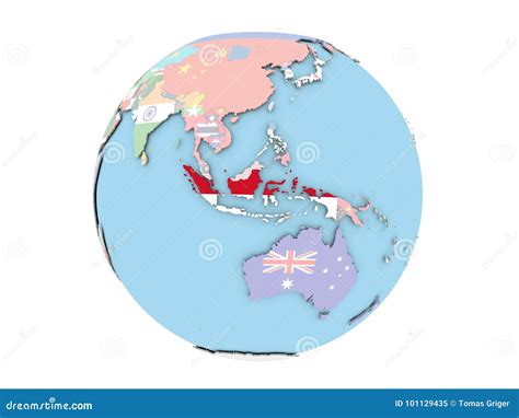 Indonesia On Globe Isolated Stock Illustration Illustration Of Asia