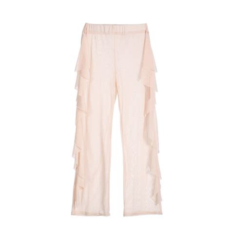 Summer Women Beach Mesh Sheer Bikini Cover Up Plus Size Ruffles Swim Pants Swimwear Bathing Suit