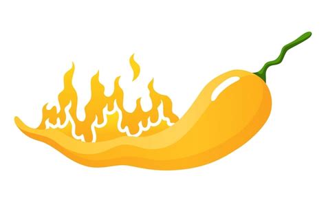 Premium Vector Spicy Level Hot Chili Pepper Icon With Flame And Color Rating Of Medium Yellow