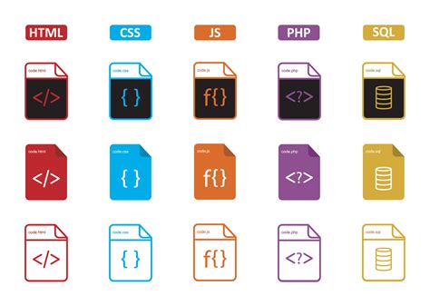 HTML CSS JS SQL PHP ICON SYMBOL 14433247 Vector Art at Vecteezy