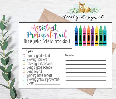 Assistant Principal Printable Note From Assistant Principal Etsy