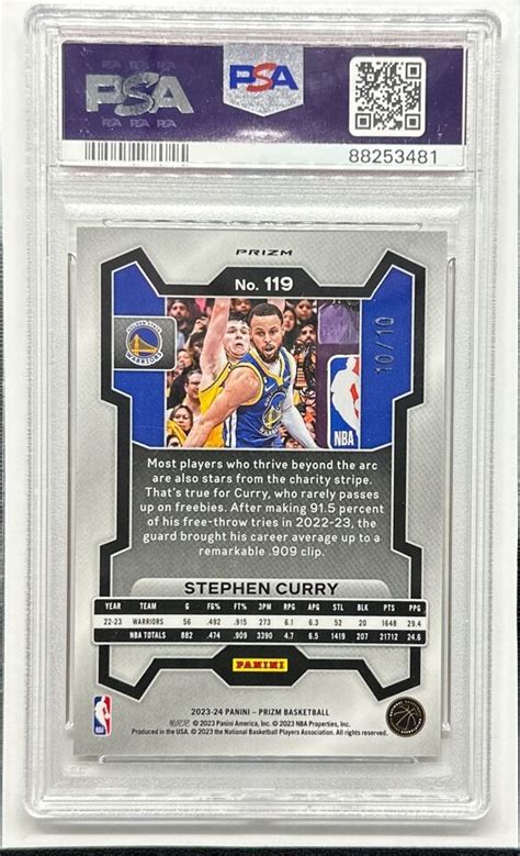 Panini Prizm Stephen Curry Gold Prizm Psa Gem