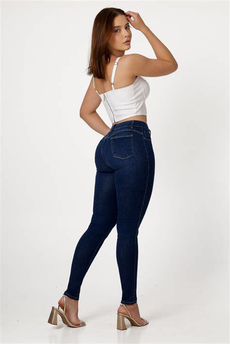 CALCA JEANS SKINNY MODELADORA CINTURA ALTA LEVANTA BUMBUM COR AZUL