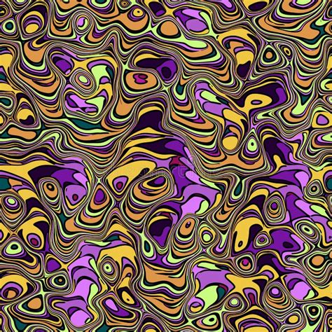 Psychedelic Seamless Pattern With Vertical Curved Lines Funky Liquid