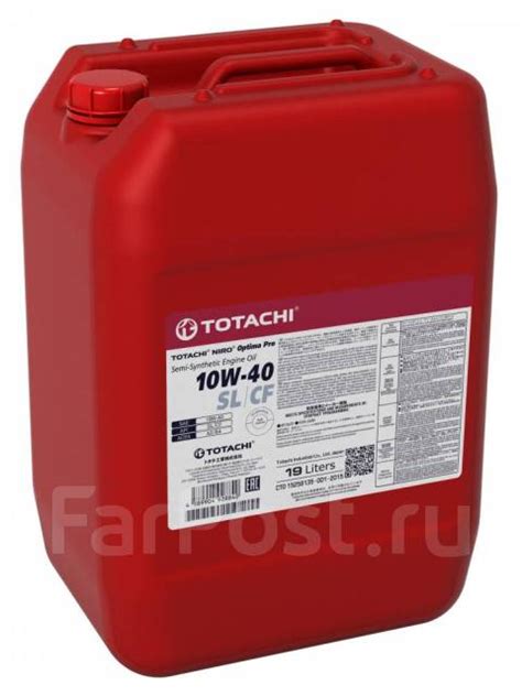 Масло моторное Totachi NIRO Optima Pro SL/CF п/синт 10W-40 20л (19л ...