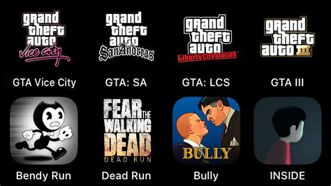 Gta Vice City Gta Sa Gta Lcs Gta Iii Bendy Run Dead Run Bully