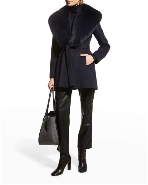 Fleurette Casey Wool Coat With Fox Fur Collar Neiman Marcus