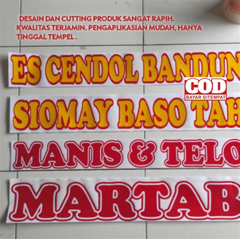 Stiker Cutting Variasi Kaca Etalase Kaca Gerobak 2 Warna Custom