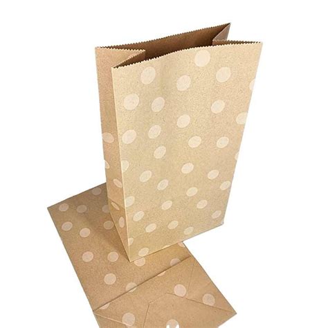 Sachets Papier Kraft SOS Kraft Brun Sachet Kraft Motif De Pois Blanc