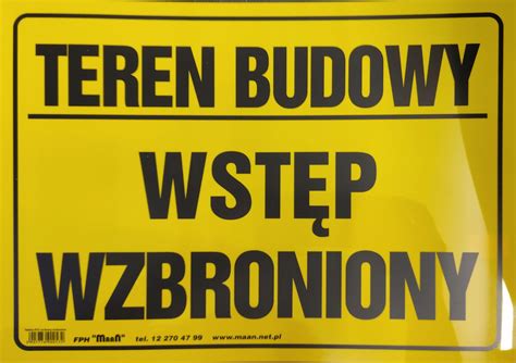 Tablica TABLICZKA informacyjna TEREN BUDOWY WSTĘP WZBRONIONY 14504