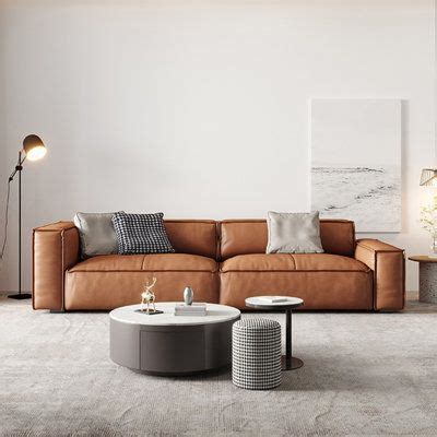 Latitude Run Jondra 110 24 Genuine Leather Square Arm Modular Sofa