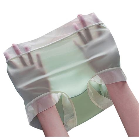 Virmaxy Womens Oversized Underwear Nude Ultra Thin Icy Silk High Waisted Panties Without Traces