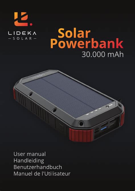 Manual Lideka Solar Powerbank 30000 MAh Page 1 Of 28 English German