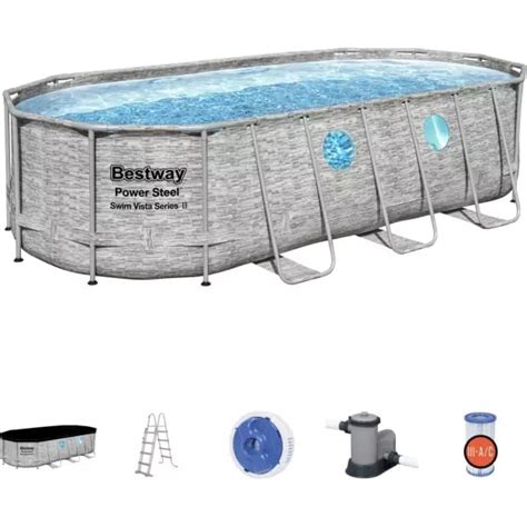 Каркасный овальный бассейн Bestway 549х274х122 см, 13430 л, 5678 л/ч ...