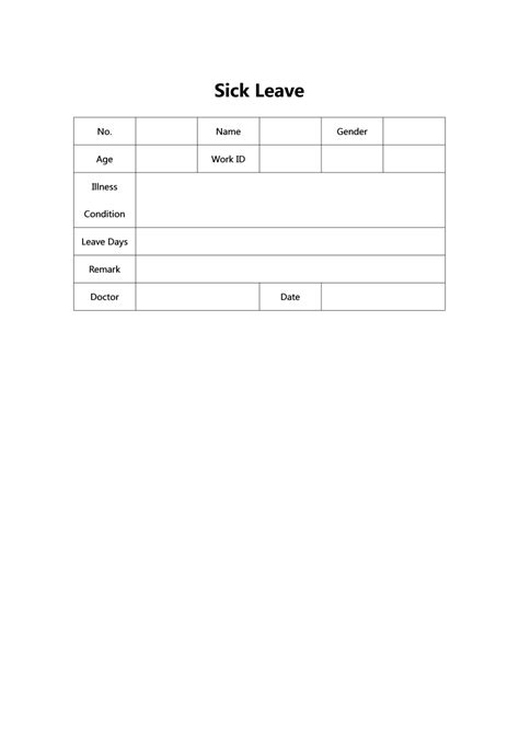 WORD Of Sick Leave Doc WPS Free Templates