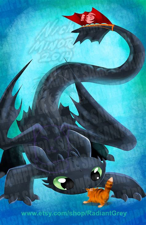 Toothless How to Train Your Dragon Poster Print Wall Art Decor Fanart ...