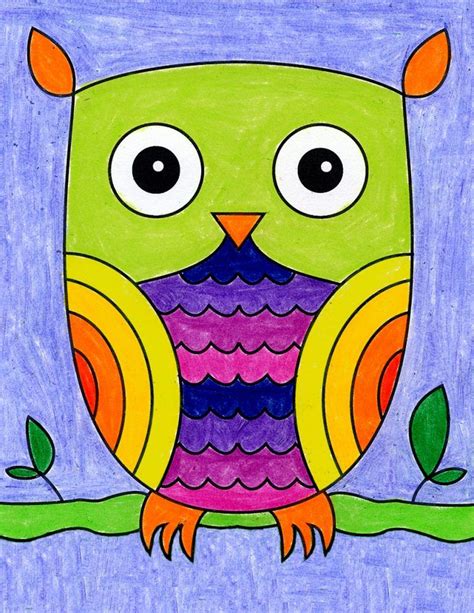 owl drawing easy color - Taneka Briseno