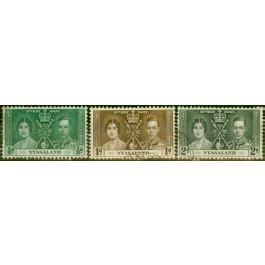 Nyasaland 1937 Coronation Set Of 3 SG127 129 Fine Used Stamps