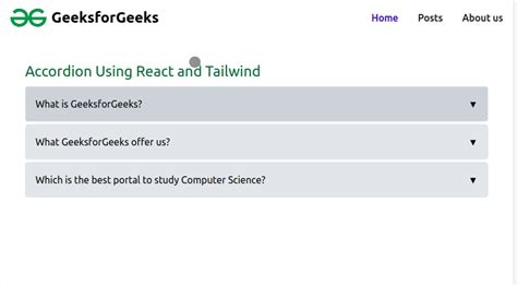 Accordion Template using ReactJS and Tailwind - GeeksforGeeks